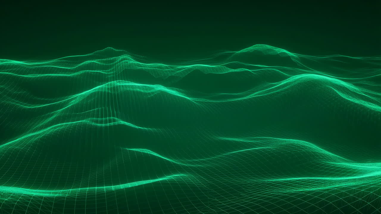Green Wireframe Digital Landscape
