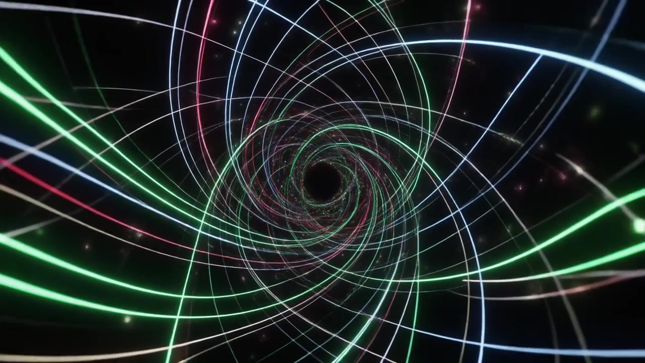 Abstract Tunnel of Glowing Neon Light Lines