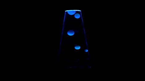 Closeup-of-blue-lit-lava-lamp,-centered-in-frame