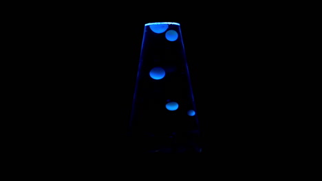 closeup of blue-lit lava lamp, centered in frame