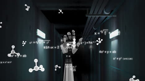 animación del procesamiento de datos científicos sobre el brazo del robot