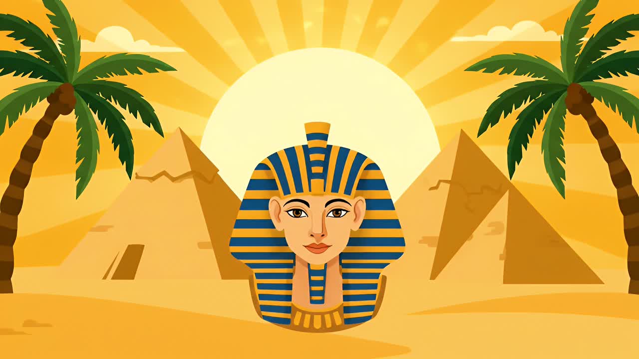 Egypt travel background with sphinx pyramids and black cats in desert