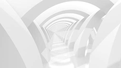 futuristic empty white corridor, with abstract semicircle columns and bright light