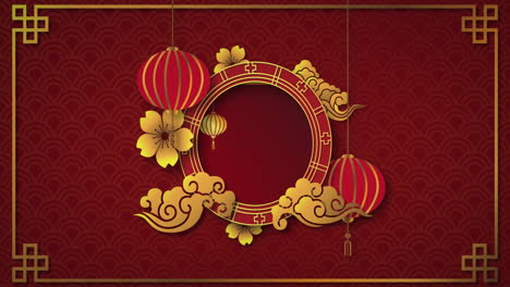 animación de decoraciones tradicionales chinas sobre un fondo negro