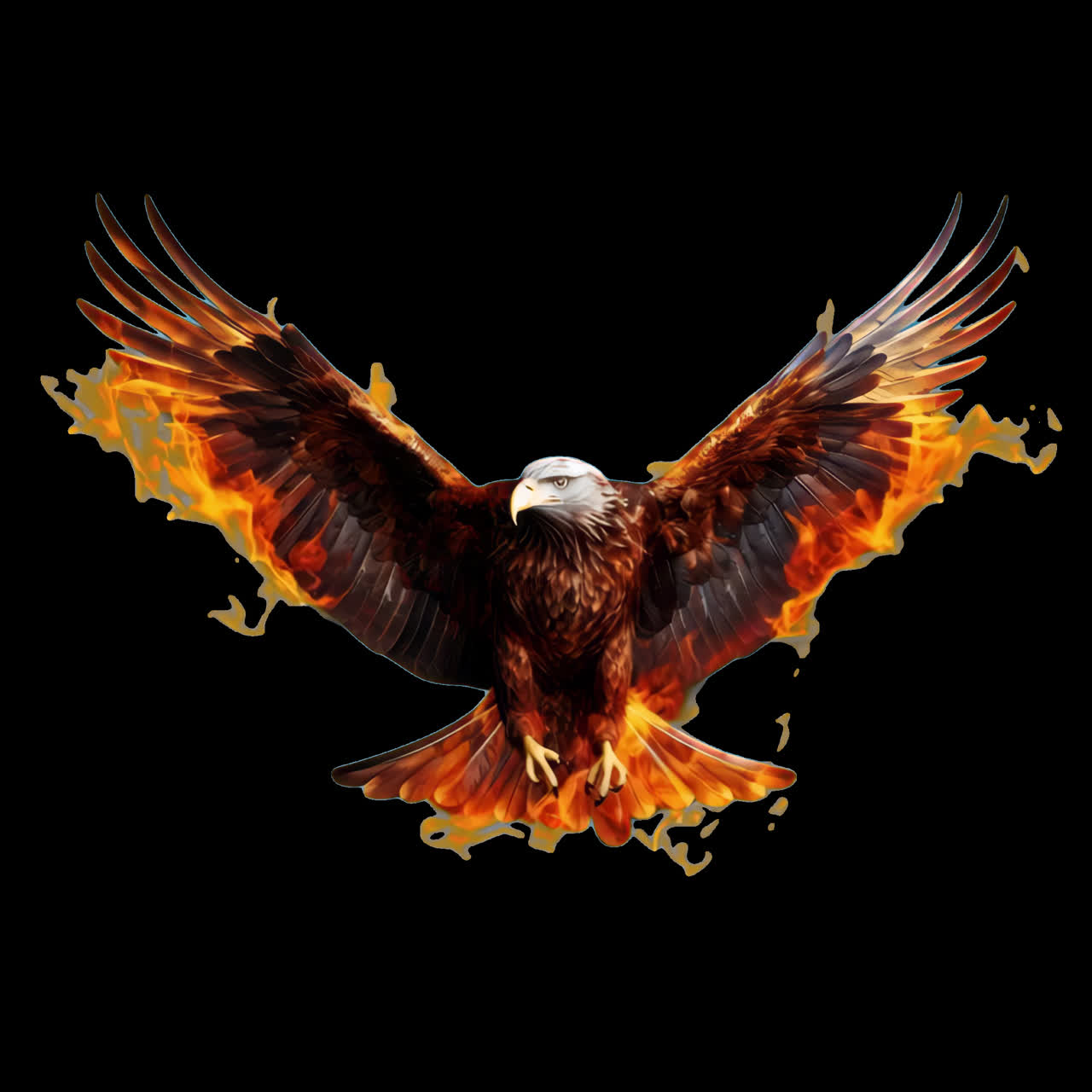 Majestic fiery eagle illustration