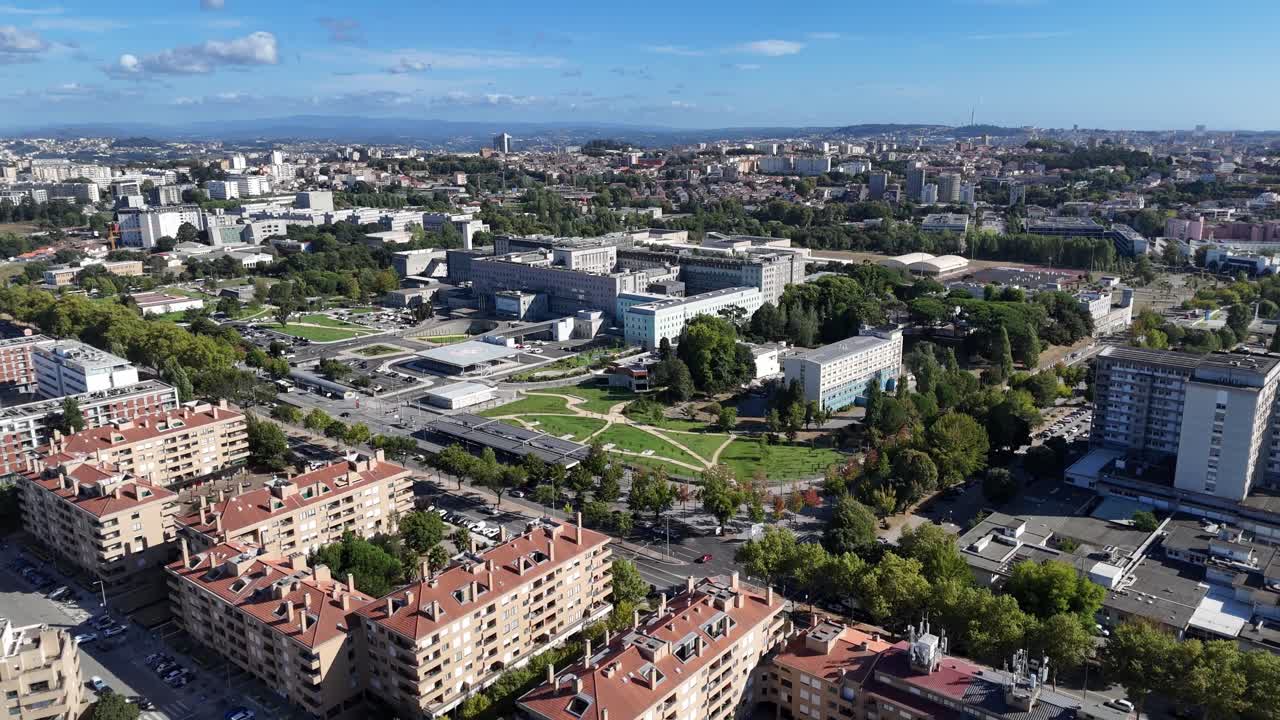 Aerial view of Porto city hospital area