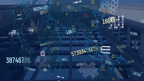 Animación-Del-Procesamiento-De-Datos-Financieros-Sobre-El-Paisaje-Urbano