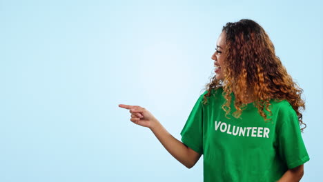 face, woman and volunteer with promotion