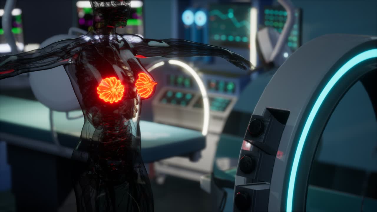 exploración médica del pecho de la mujer