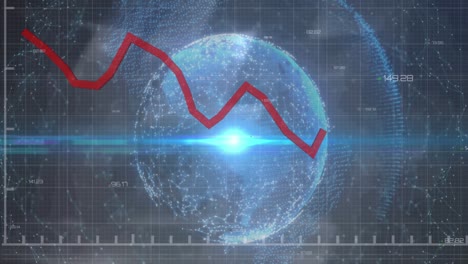 Animation-Der-Grafik-über-Globus-Und-Marinehintergrund