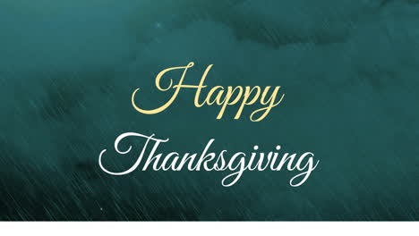 thanksgiving animation with lightning and rain on dark green background
