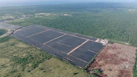 órbita aérea gran campo de paneles solares, concepto contra el calentamiento global