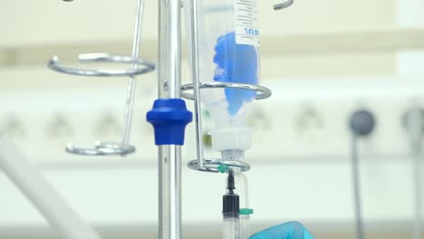 iv drip setup in hospital room