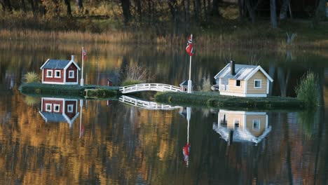 an idyllic view in the town park in finnsnes, norway