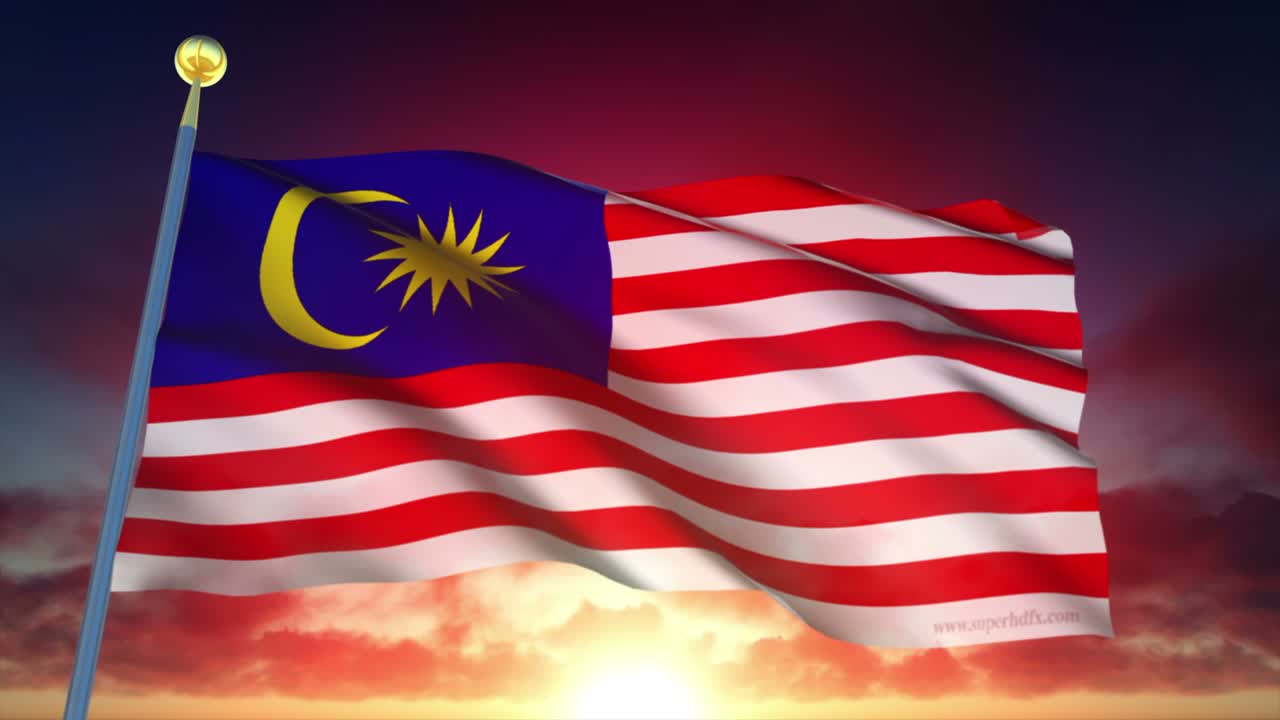 Bandiera della Malesia 4K altamente dettagliata e ripetibile in loop