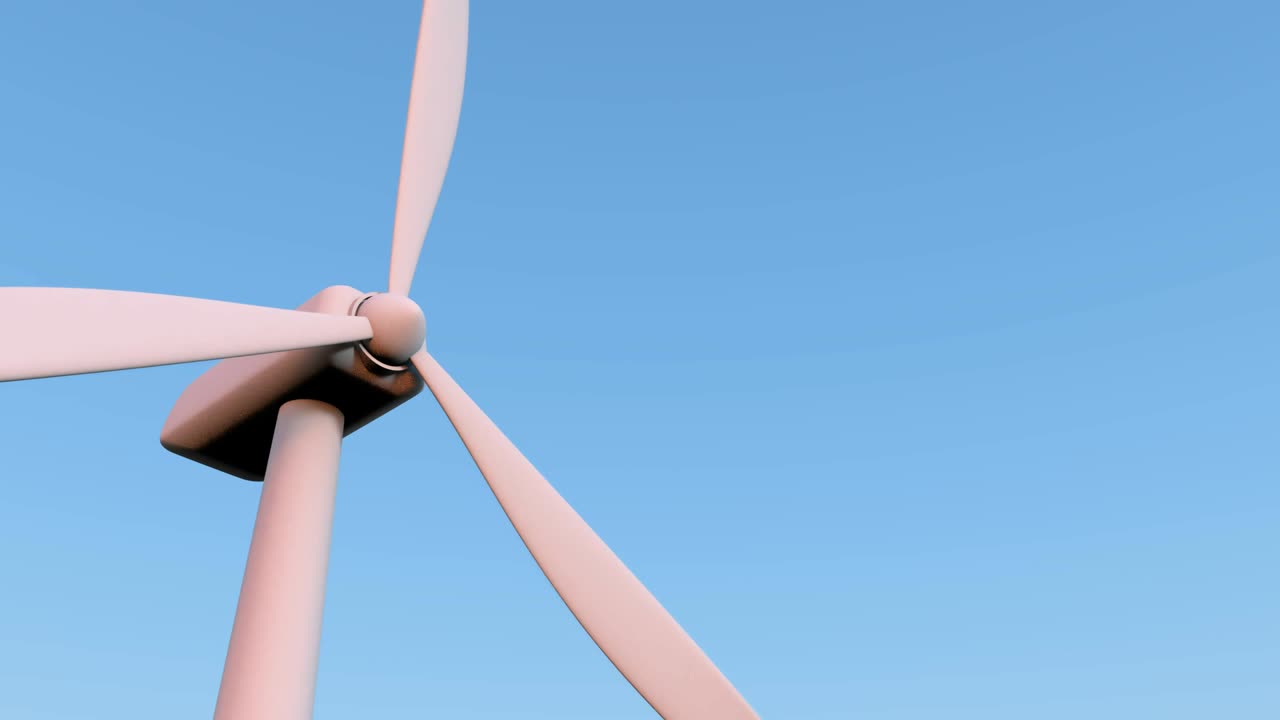 산 세트 스카이에서 풍력 터빈의 렌더링 애니메이션 4k 루핑 영상