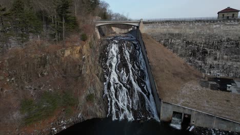 An-aerial-view-of-a-waterfall-from-the-Cross-River-Reservoir-in-upstate-New-York