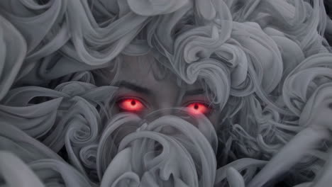 a woman in a whirlwind of smoke
