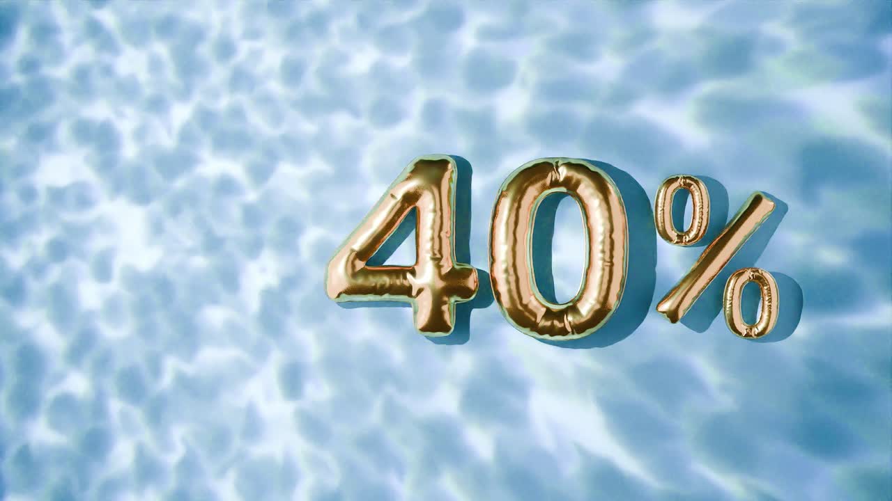 파란색 바탕에 물 위에 떠다니는 황금색 40%