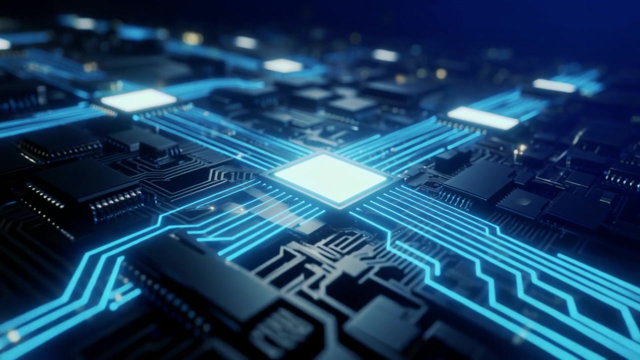 Digital Data Flow Through Computer Processor Circuit Board