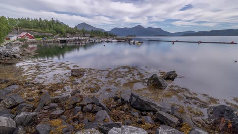 tide rising up and going down in the norwegian fjord