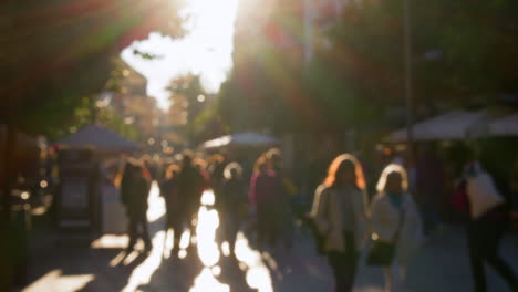 blurry street at sunset