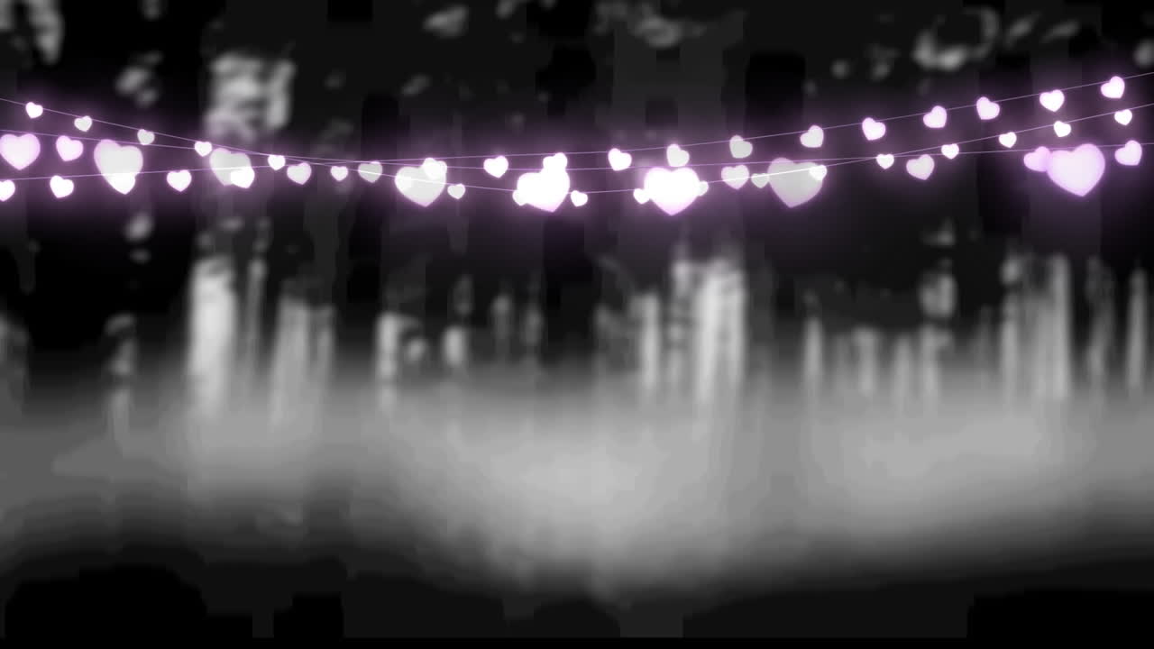 겨울 풍경 위에 반 ⁇ 이는 요정 불빛의 애니메이션