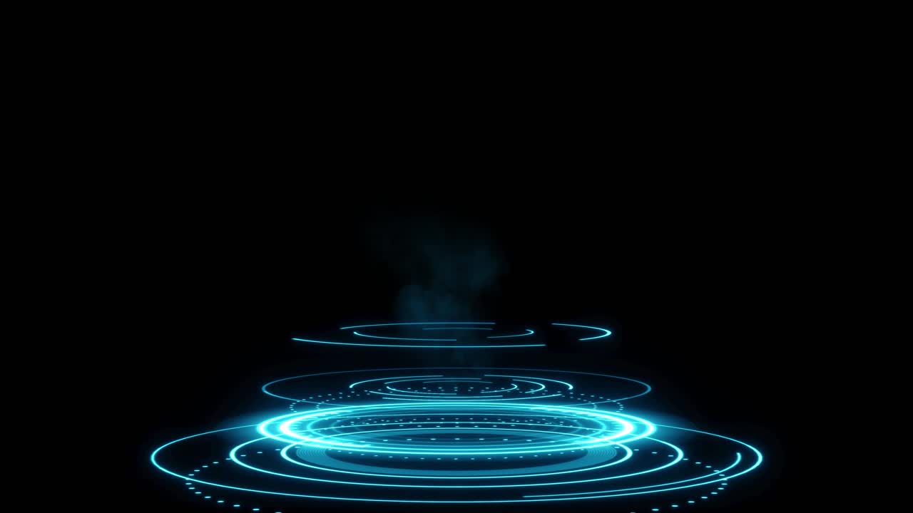 Futuristic interface with a stage in the center blue light streak stage loop hud background