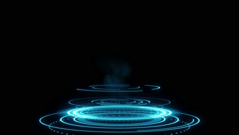 futuristic interface with a stage in the center blue light streak stage loop hud background