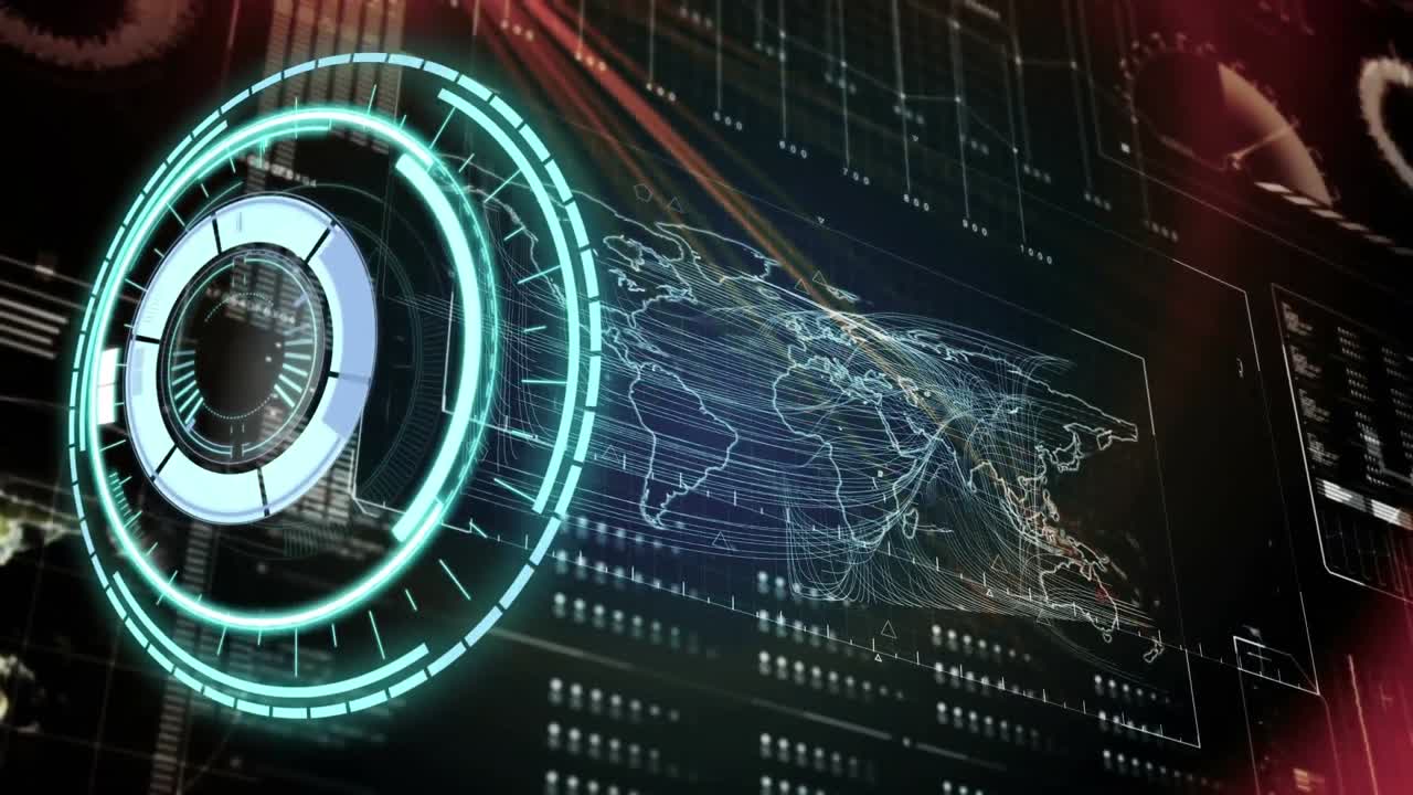 animación del escaneo del alcance y el procesamiento de datos en pantalla digital