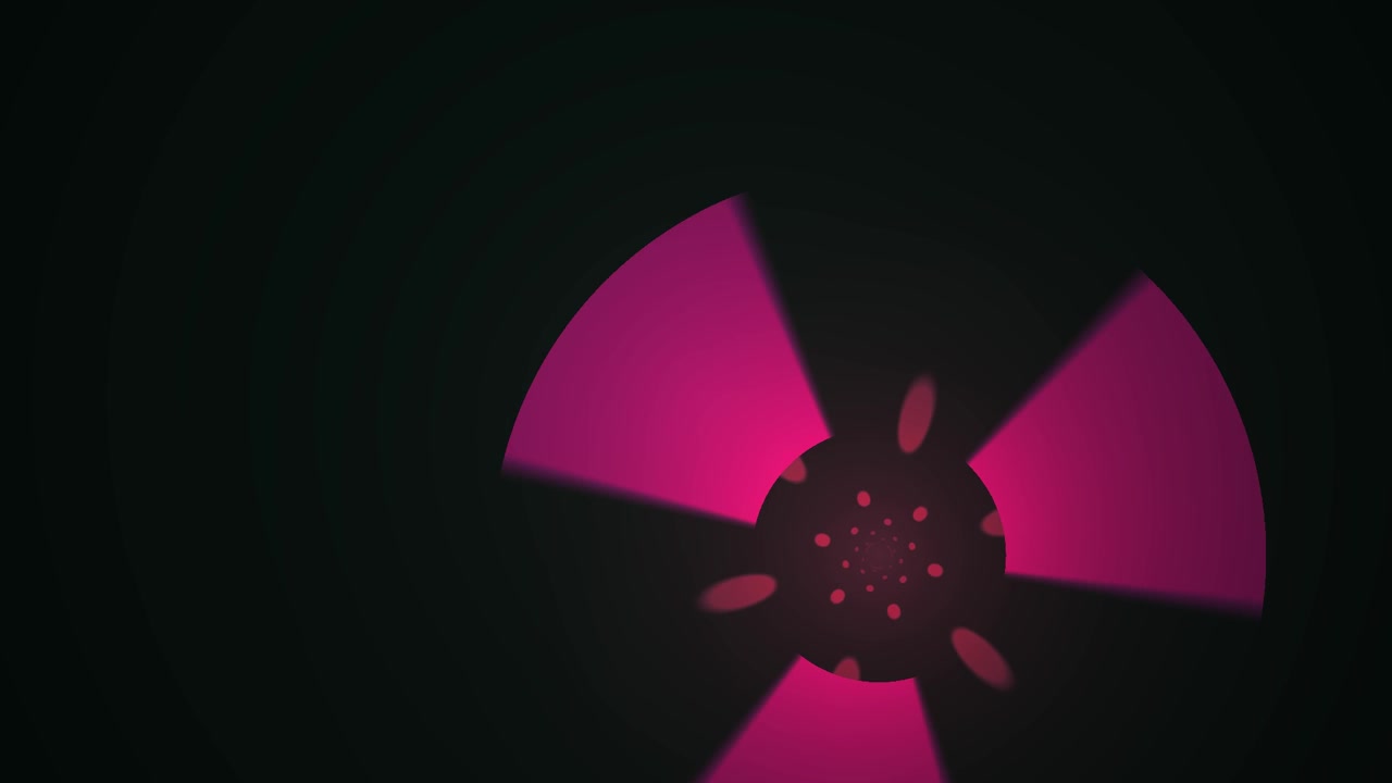 Forme geometriche rosa astratte che ruotano su sfondo scuro