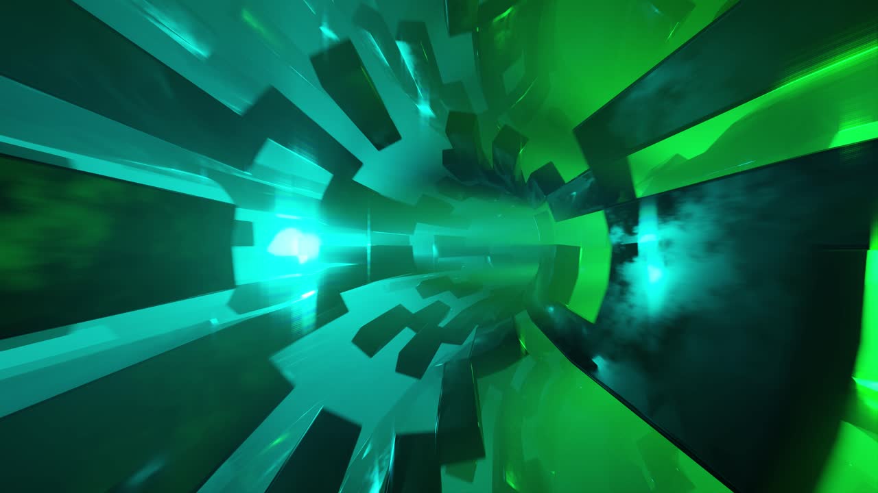 3D animated background of abstract seamless loop sci-fi tunnel with light effects