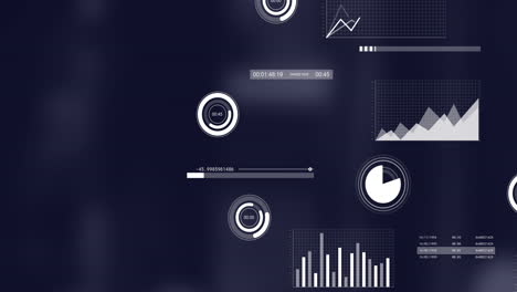 Animation of financial data processing over dark background