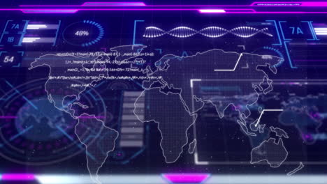 animación del mapa del mundo y procesamiento de datos en la interfaz