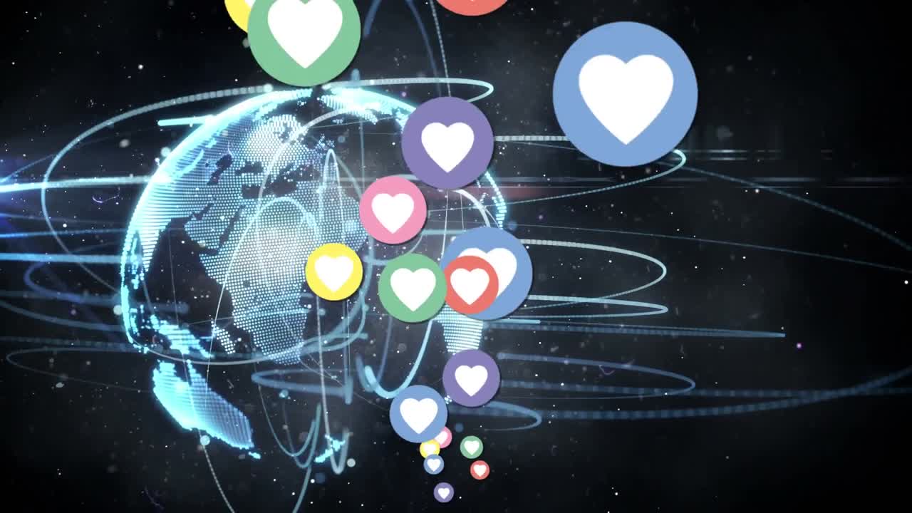 анимация икон социальных сетей через сеть соединений со статистикой