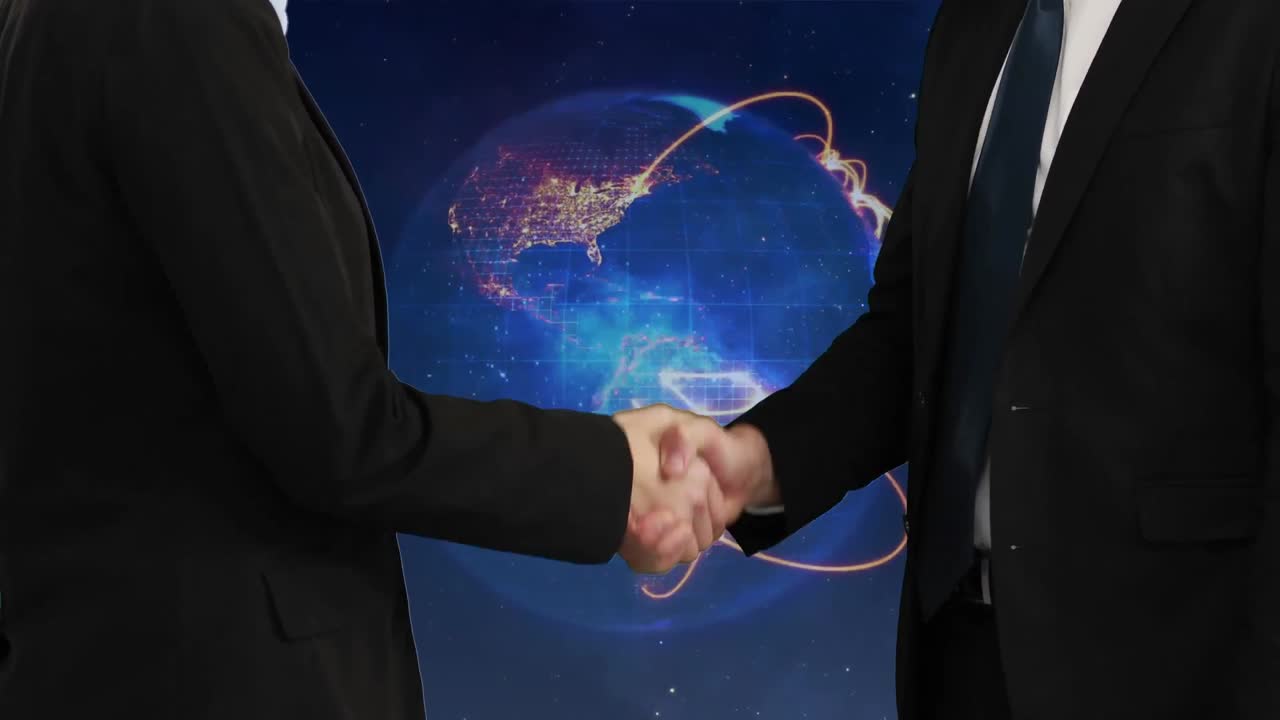 hombres de negocios cerrando un acuerdo contra digital globe