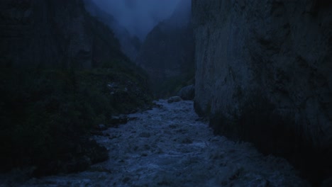 mountain river gorge at dusk