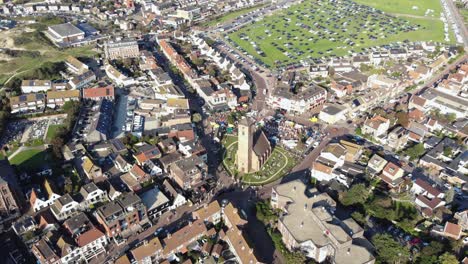 aerial 4k drone footage of the small coastal town of wijk aan zee in north holland of the netherlands