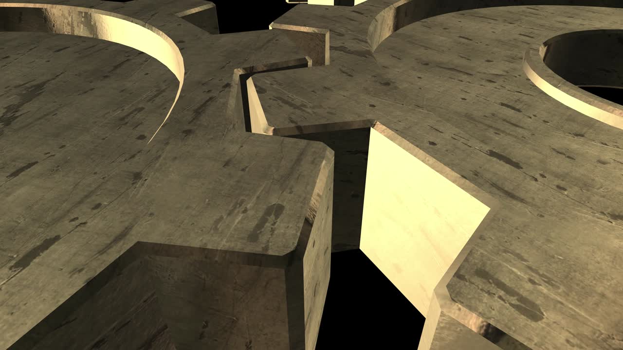 Mechanism with gears rotates. Black background. Close up. Alpha channel