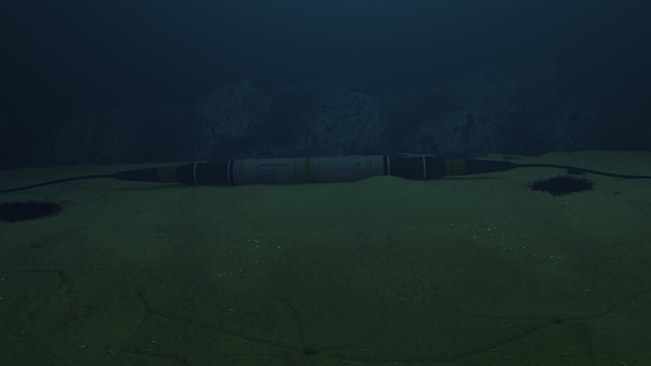 Underwater Cable on the Ocean Floor