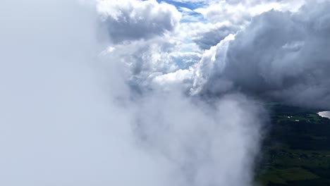 cumulus clouds skyline high altitude aerial drone above nature forest rural landscape