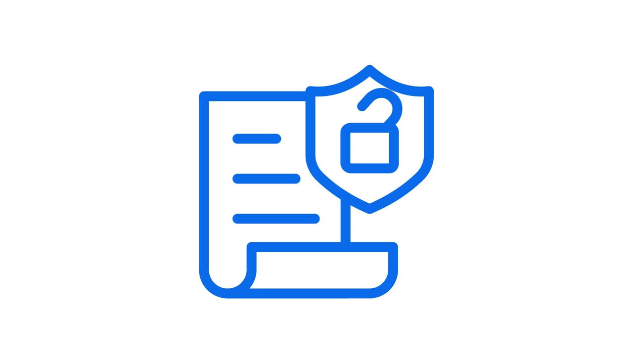 Animated Document Security Icon with Locking Padlock