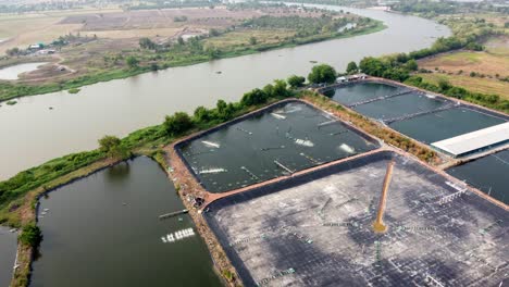 aerial view of shrimp farmland countryside