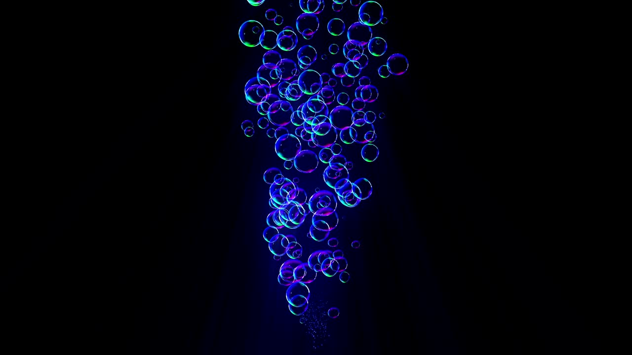 Rainbow bubbles on a dark background