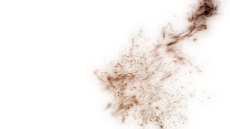 multi colored fluid particles bursting and interacting on white background