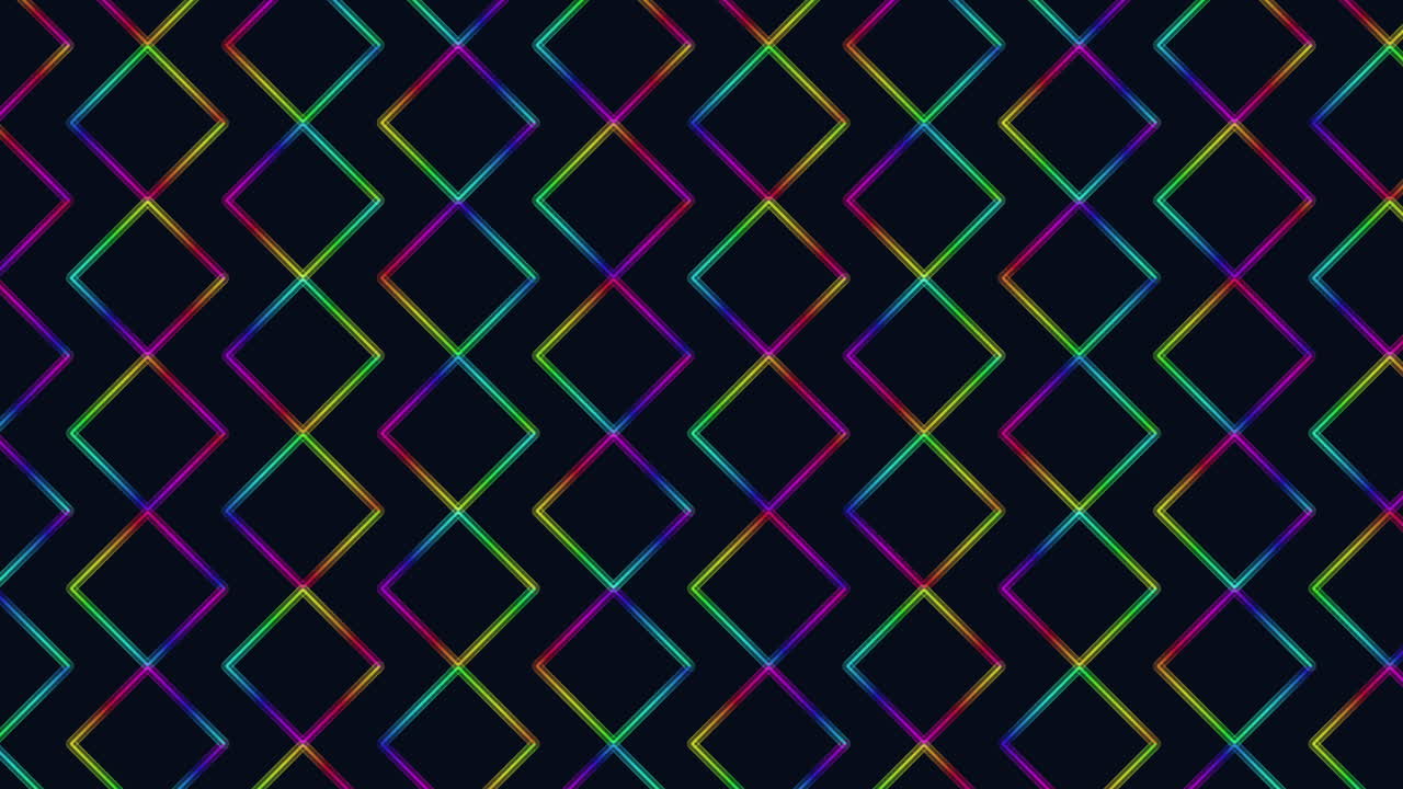 Black and white geometric pattern with colorful rainbow lines forming a diamond shape design. A striking, minimalist composition