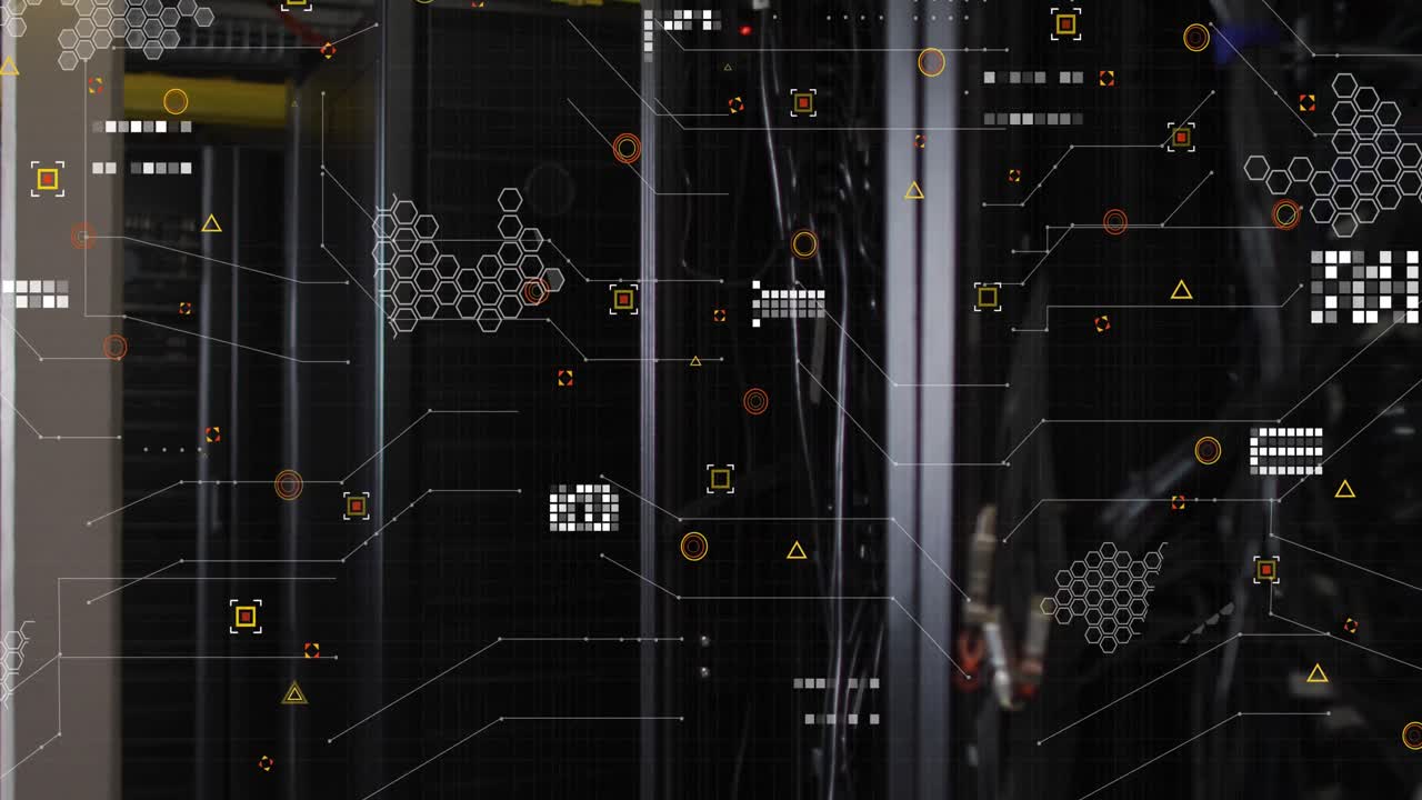 Animation of data processing against computer server room