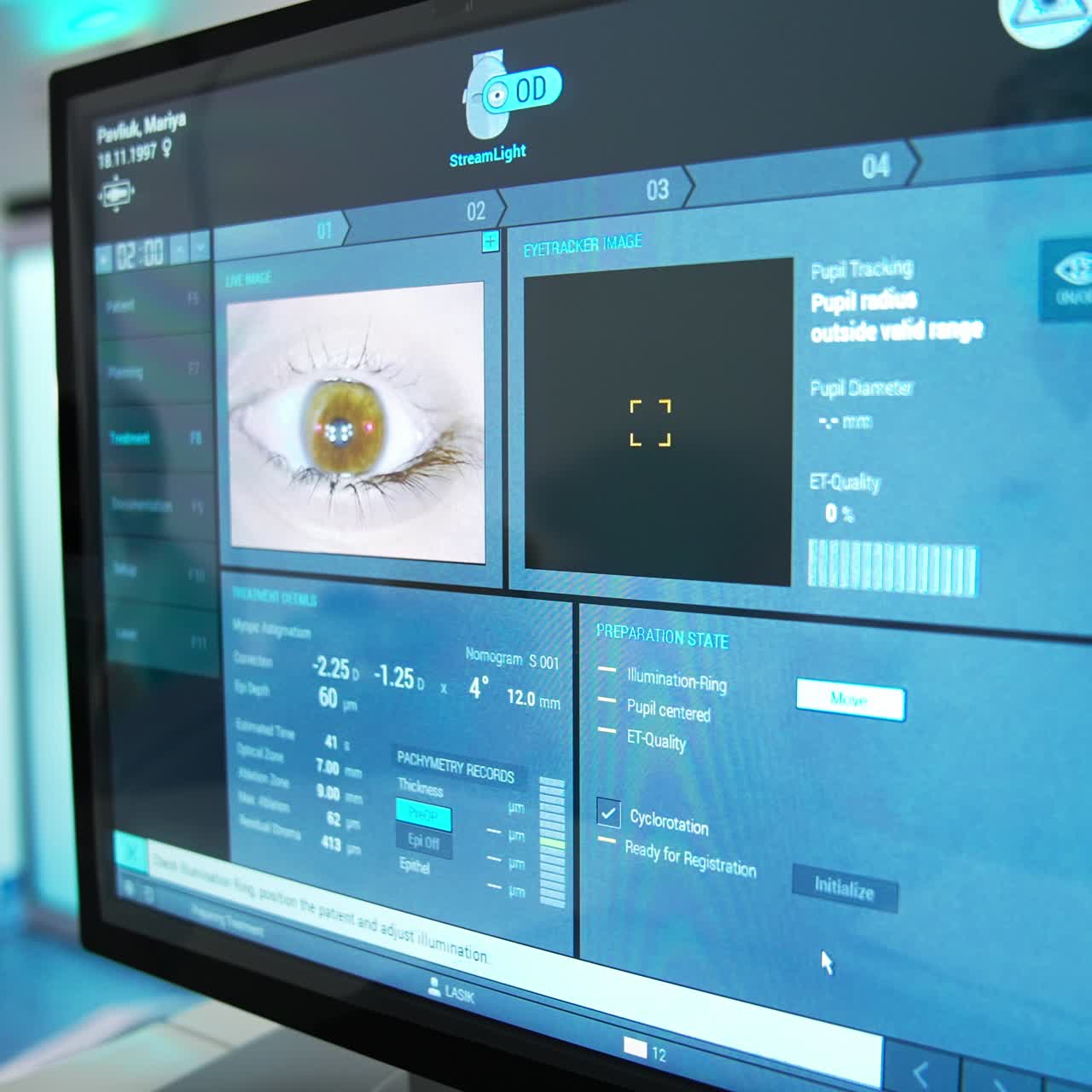 Computer display healthcare treatment. Medical monitor screen