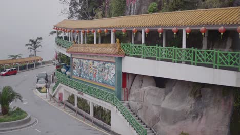 outdoor shot of chin swee caves temple with ropeways operating for tourists in malaysia.