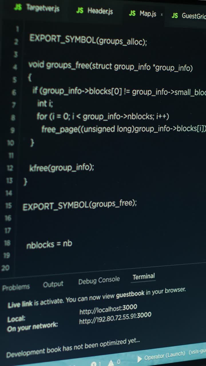Vertical video Extreme close up of software interface on PC screens showing lines of code